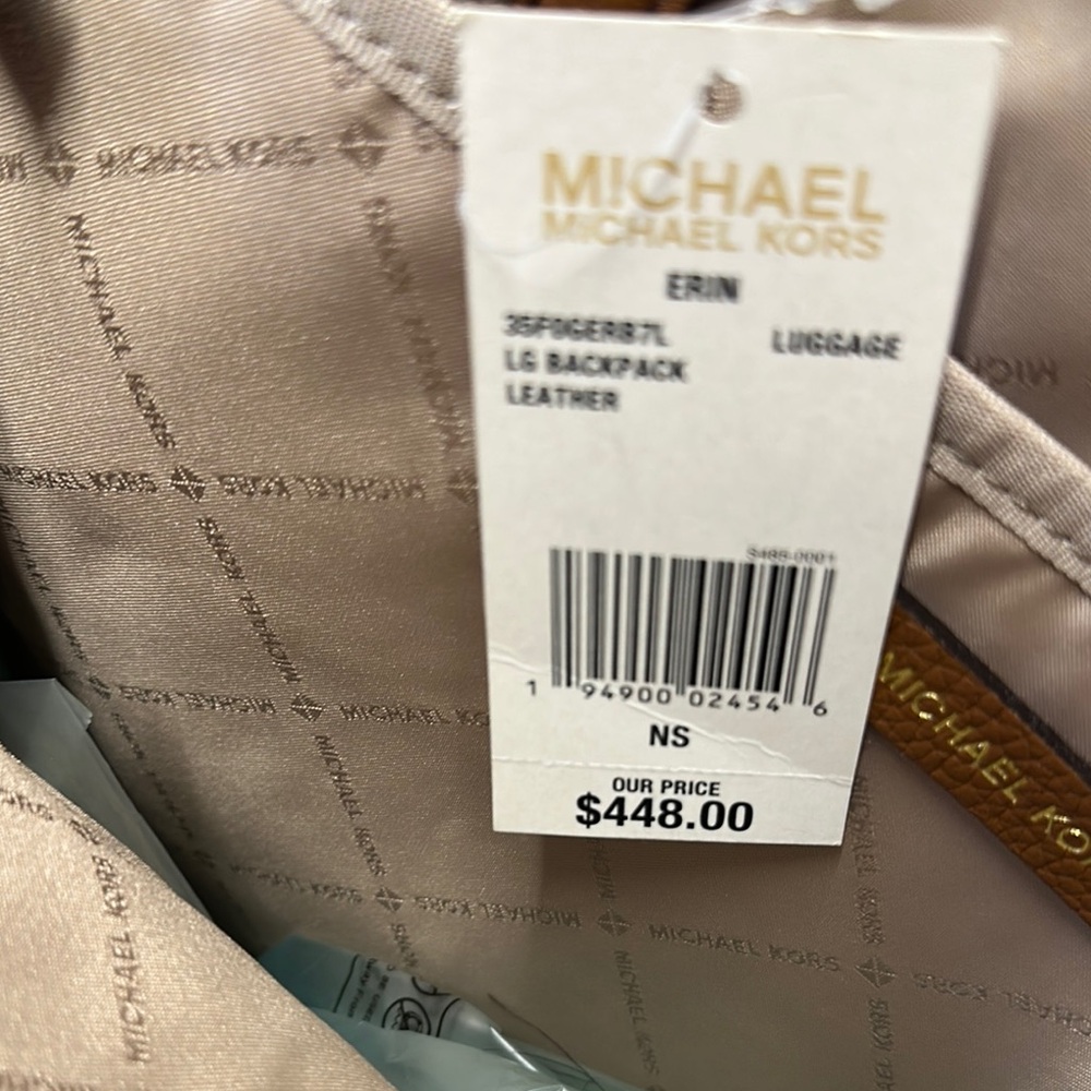 Michael Kors Brown Leather Backpack Minimalist Design - Picture 3 of 7